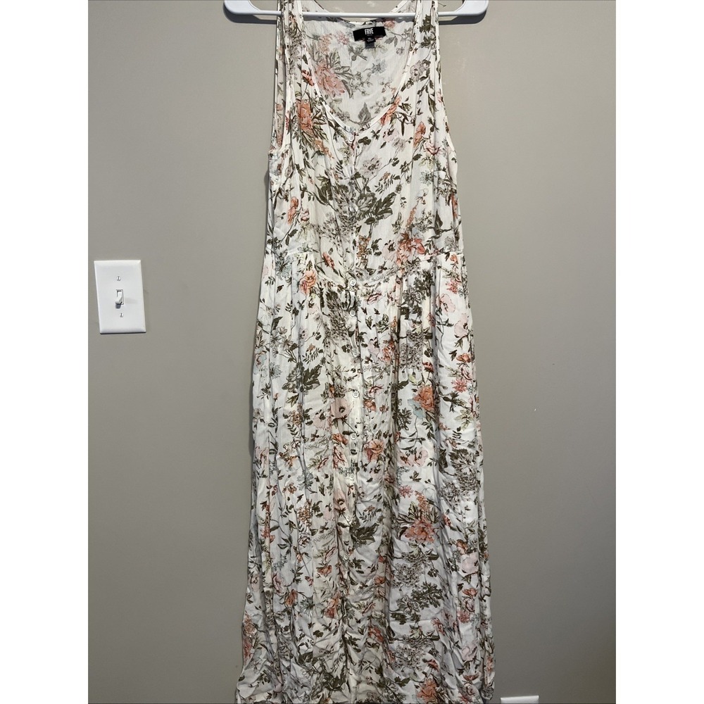 Frye Womens Floral Botanical Button Down Long Dress XL Cottagecore Boho Praire